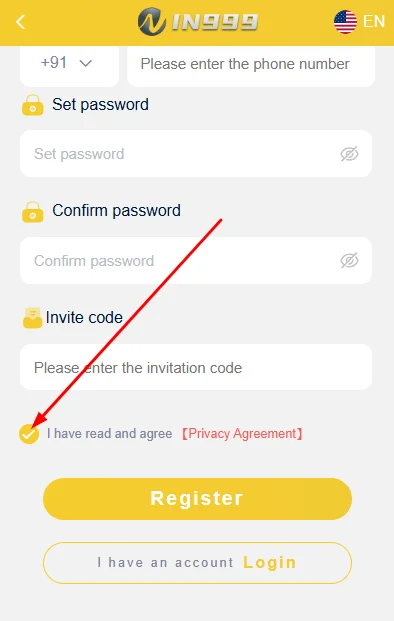 Tick the privacy agreement